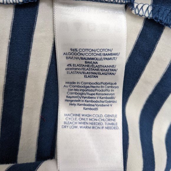 NWT Chaps Women's Shirt Blue & White Stripes Long Bell Sleeve Jersey Kni… - Picture 10 of 10